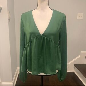 Glam Green Blouse with Chic Design